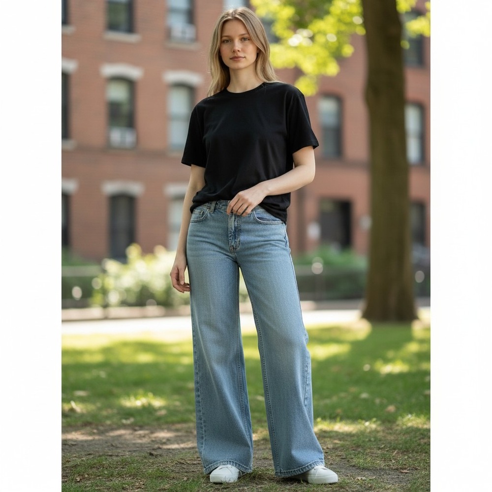 Eddie Bauer Straight Leg Jeans 10 Light Blue‎ Excellent High Rise 100% Cotton